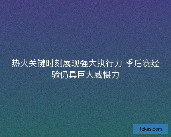 热火关键时刻展现强大执行力 季后赛经验仍具巨大威慑力