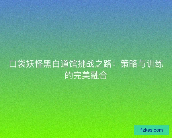 口袋妖怪黑白道馆挑战之路：策略与训练的完美融合