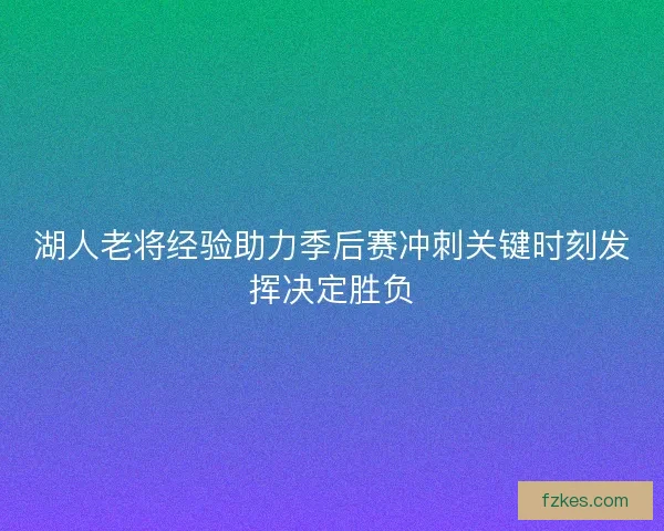 湖人老将经验助力季后赛冲刺关键时刻发挥决定胜负