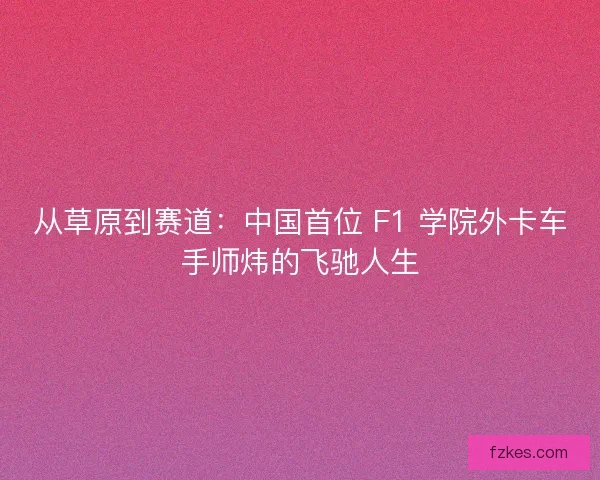 从草原到赛道：中国首位 F1 学院外卡车手师炜的飞驰人生